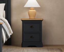 Bridstow Oak and Blue Painted 2 Drawer Bedside Chest