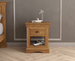 Burford Rustic Solid Oak 1 Drawer Bedside Table