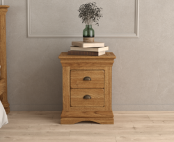 Burford Rustic Solid Oak 2 Drawer Bedside Table