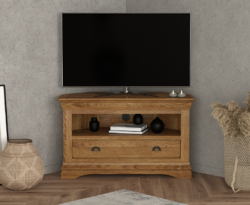Burford Rustic Solid Oak Corner TV Unit