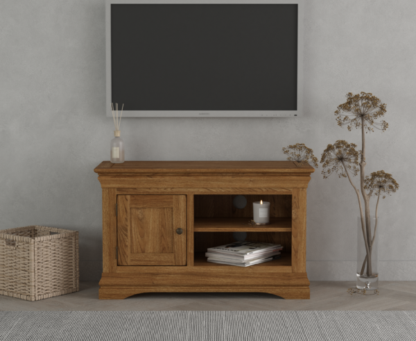 Burford Rustic Solid Oak Small TV Unit