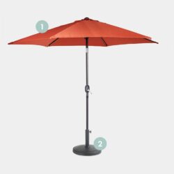 Burnt Orange 2.7m Steel Garden Parasol & Base Set (12kg)