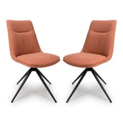 Buxton Swivel Brick Fabric Dining Chairs In Pair
