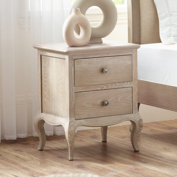 Camille - 2-Drawer Bedside Table - Oak - Wooden - Happy Beds