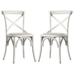Caria Cross Back Natural Wooden Dining Chairs In Pair