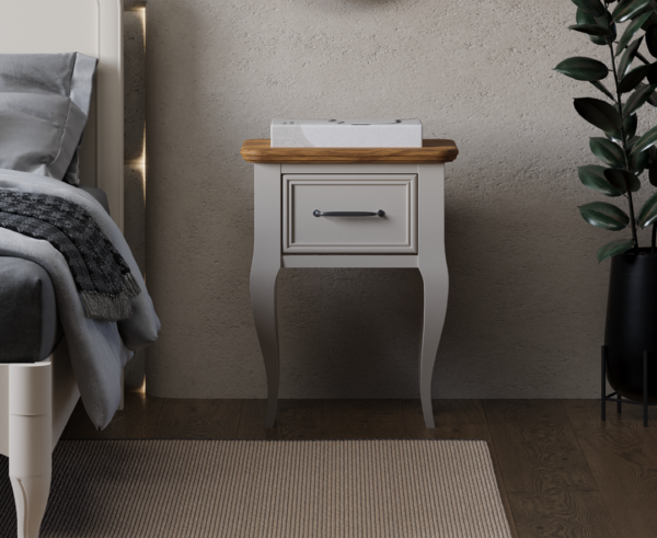Chateau Oak and Soft White Painted 1 Drawer Bedside Table
