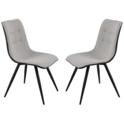 Chieti Grey Fabric Dining Chairs With Grey Legs In Pair