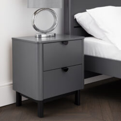 Chloe - 2 Drawer Bedside Table - Grey - Wooden - Happy Beds