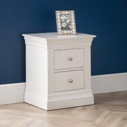 Clermont - 2 Drawer Bedside Table - Surf White - Wooden - Happy Beds