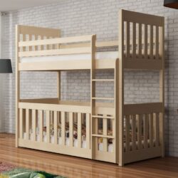 Clovis Wooden Bunk Bed With Bonnell Mattress in Pine