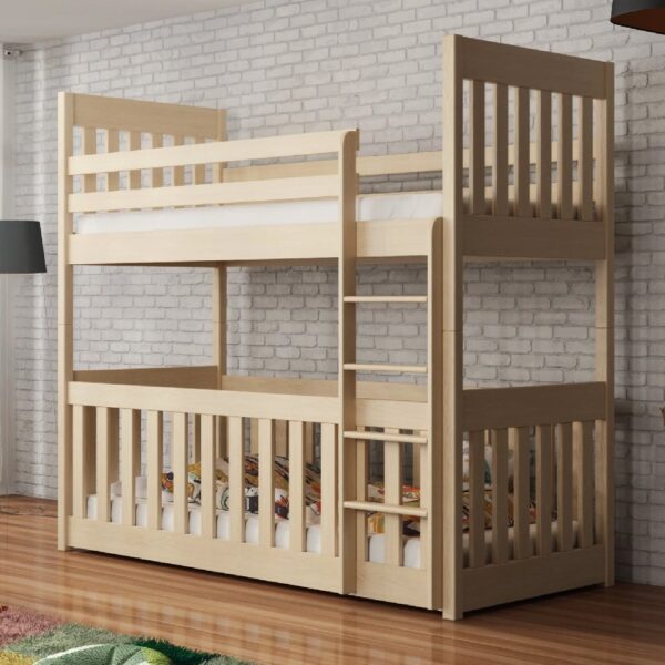 Clovis Wooden Bunk Bed With Bonnell Mattress in Pine