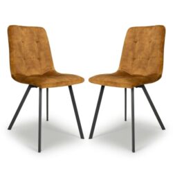 Cluj Bronze Velvet Dining Chairs With Black Legs In Pair