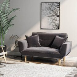 Compact 2 Seater Recliner Sofa with Solid Wood Legs, Multi-Position Sleeping Sofa Chair, Ideal for Small Living Areas, 125x61x70 cm, Grey Aosom.UK