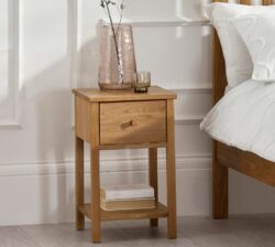 Coxmoor - 1-Drawer Bedside Table - Oak - Wooden - Happy Beds