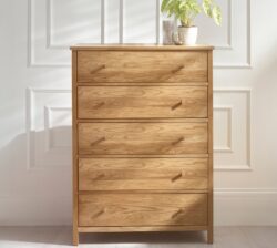 Coxmoor - 5-Drawer Chest of Drawers - Oak - Wooden - Happy Beds