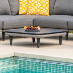 Crod Outdoor Wooden Coffee Table With Light Grey Metal Legs