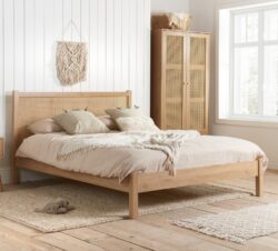 Croxley - Double - Bed Frame - Oak - Rattan Wood - 4ft6 - Happy Beds