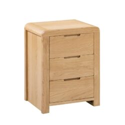 Curve - 3 Drawer Bedside Table - Oak - Wooden - Happy Beds