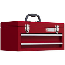 DURHAND Metal Tool Box with Lock, 2 Drawer Chest, Latches, Ball Bearing Runners, Portable, Red Aosom UK