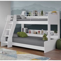 Dallyce Wooden Triple Sleeper Bunk Bed In White
