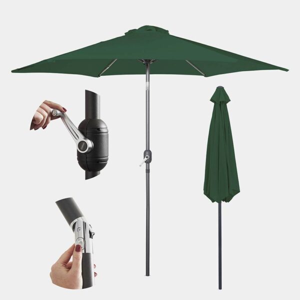 Dark Green 2.7m Steel Garden Parasol