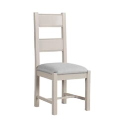 Dawson Wooden Dining Chair In Taupe With Grey Fabric Seat