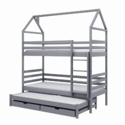 Detroit Wooden Bunk Bed Without Mattress And Trundle In Grey