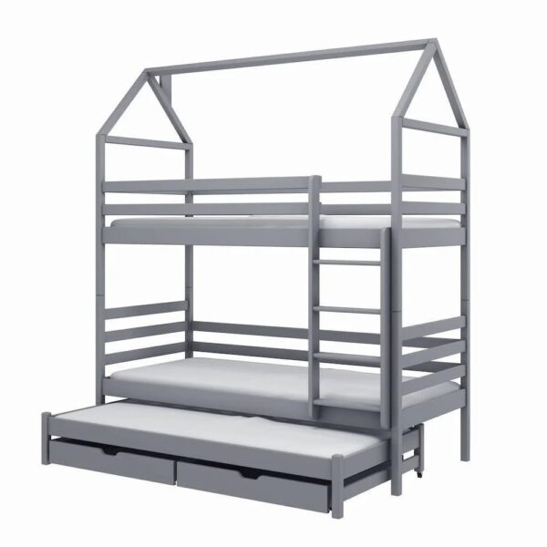 Detroit Wooden Bunk Bed Without Mattress And Trundle In Grey