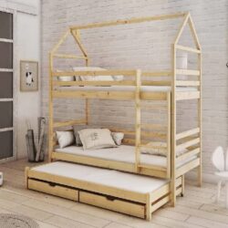 Detroit Wooden Bunk Bed Without Mattress And Trundle In Pine