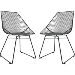 Eastlake Black Metal Bistro Dining Chairs In Pair