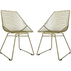 Eastlake Gold Metal Bistro Dining Chairs In Pair