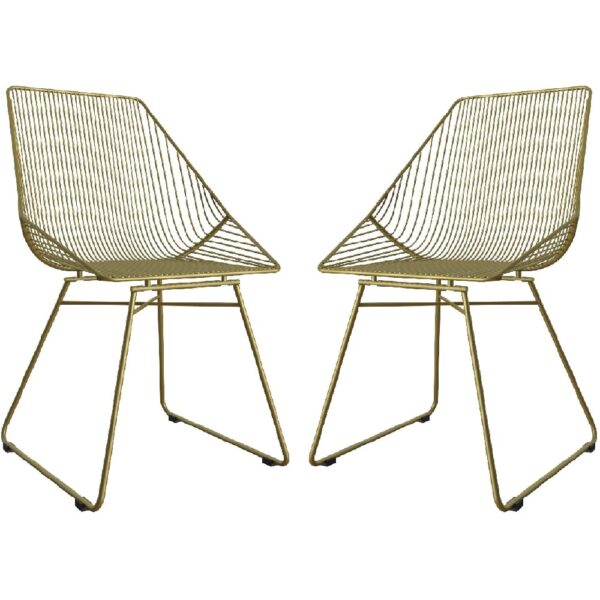 Eastlake Gold Metal Bistro Dining Chairs In Pair
