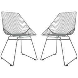 Eastlake Grey Metal Bistro Dining Chairs In Pair