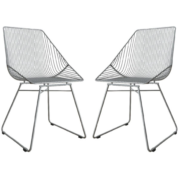 Eastlake Grey Metal Bistro Dining Chairs In Pair