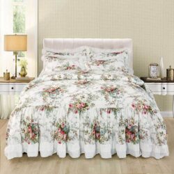 Easylife Floral Botanical Ruffle Bedspread Bedspread, Size Single