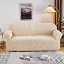 Easylife Jacquard Sofa Covers in Beige, Size 2 Seater