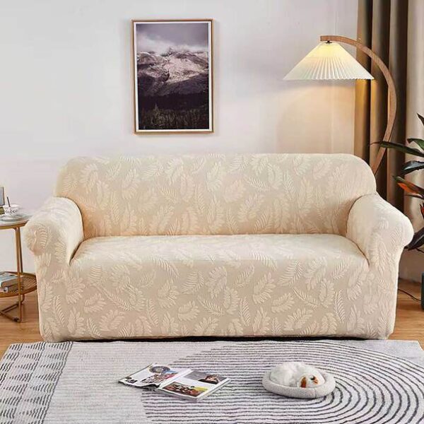 Easylife Jacquard Sofa Covers in Beige, Size 4 Seater