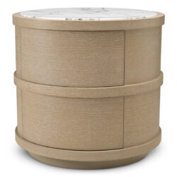 Eichholtz Cabana Round Bedside Table in Washed Oak Veneer