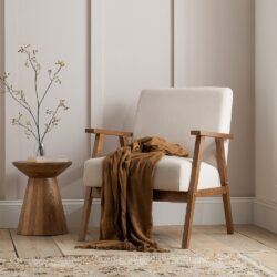Ellwood - Fabric Armchair - Cream/Oak - Wooden/Fabric - Happy Beds
