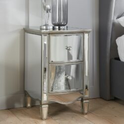 Elysee - Mirrored 2 Drawer Bedside Table - Mirror - Glass - Happy Beds