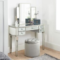 Elysee - Mirrored 4 Drawer Dressing Table - Mirror - Glass - Happy Beds