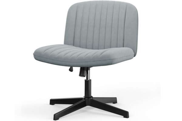 Ergonomic Cross Legged Office Chair Armless Wide Desk Chair with Mid Back Support for Home Office Bedroom Grey