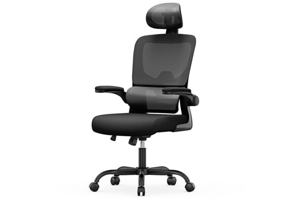 Ergonomic Desk Chair Swivel Computer Chair for Home Office Max Load 150kg, With Headrest Plus / Black