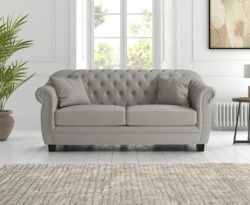 Eva Chesterfield Grey Linen Fabric 2 Seater Sofa