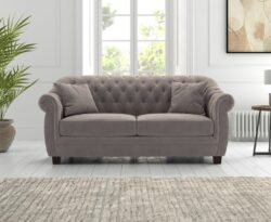 Eva Chesterfield Light Grey Velvet 2 Seater Sofa