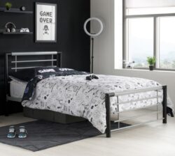 Faro - Single - Black and Silver Finish Metal Bed Frame - 3ft - Happy Beds