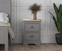 Felton Oak and Light Grey Painted 2 Drawer Bedside Chest