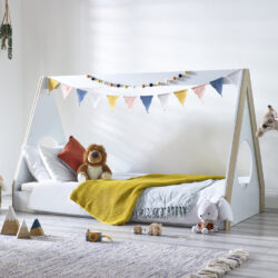 Festival - Single - Themed Kids Tent Bed - Pale Wood/White - Wooden - 3ft - Happy Beds