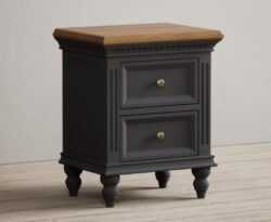 Francis Oak and Charcoal Grey Painted 2 Drawer Bedside Chest