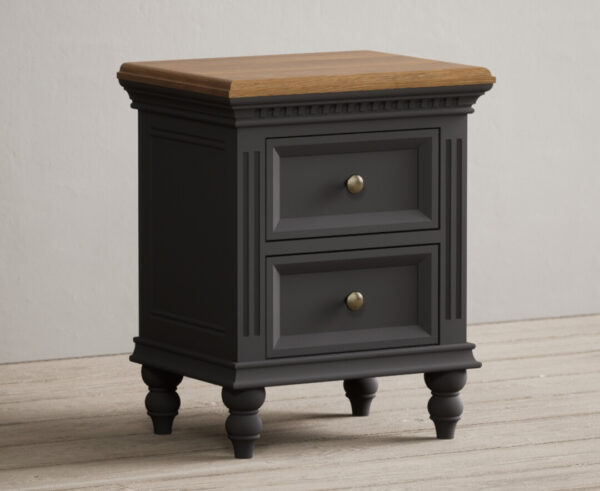 Francis Oak and Charcoal Grey Painted 2 Drawer Bedside Chest